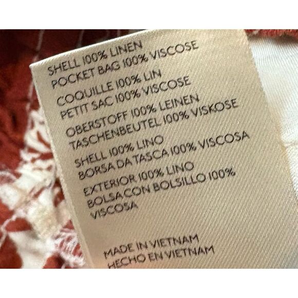 Anthropologie multi pattern wide leg linen pants size L - Picture 8 of 9